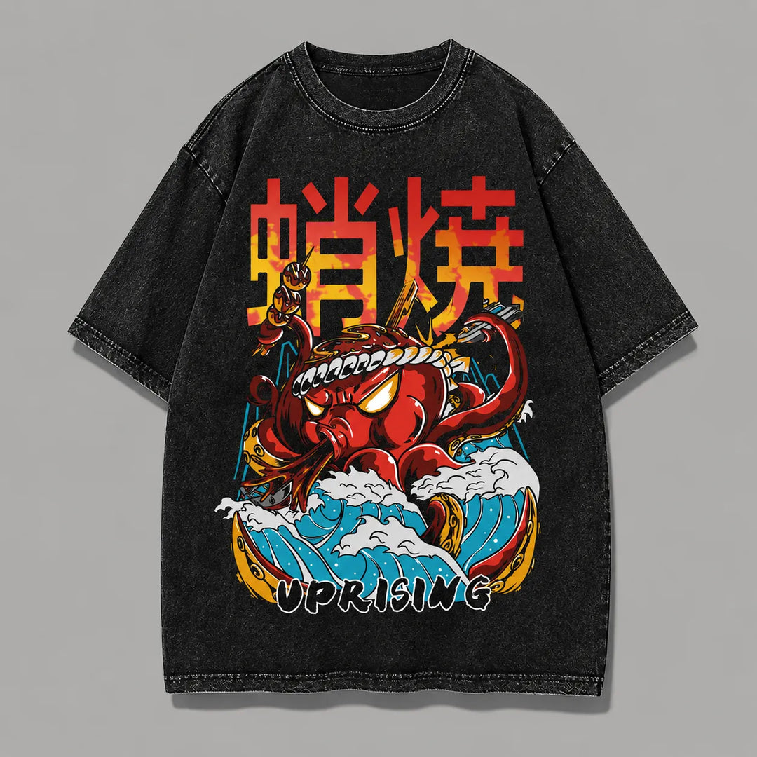 T-shirt Japonais Délavé Oversize Streetwear