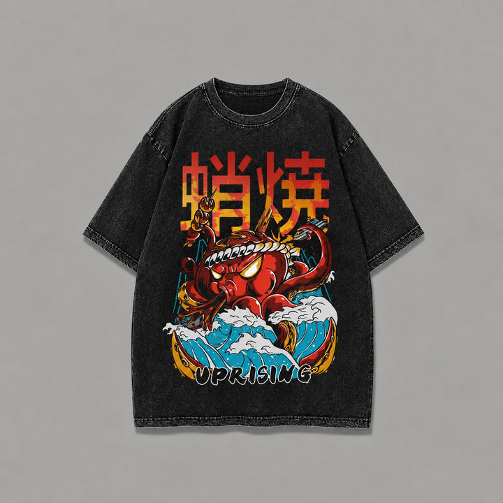 T-shirt Japonais Délavé Oversize Streetwear