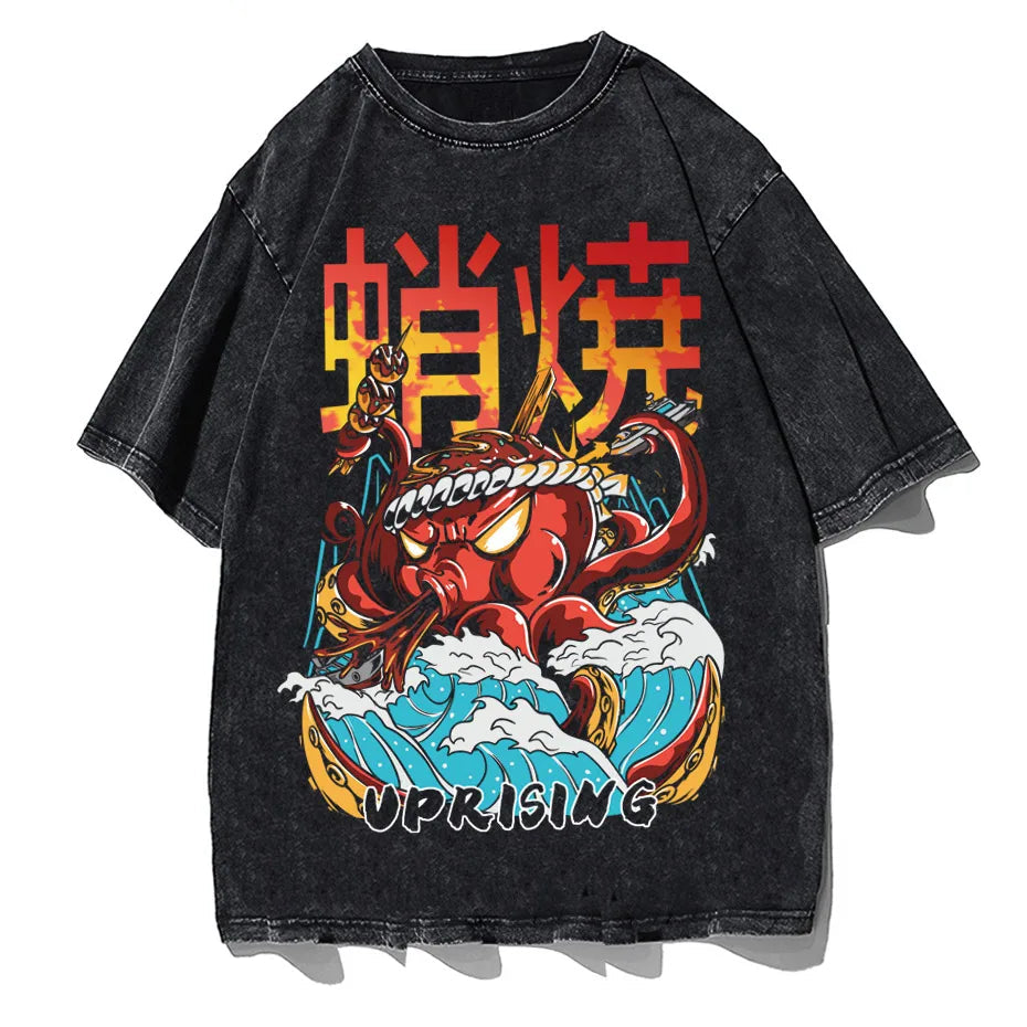 T-shirt Japonais Délavé Oversize Streetwear Original