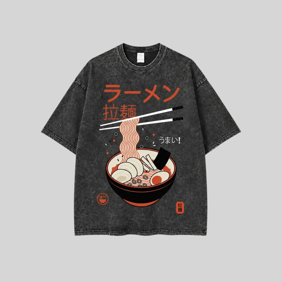 T-shirt Japonais Délavé Ramen unique