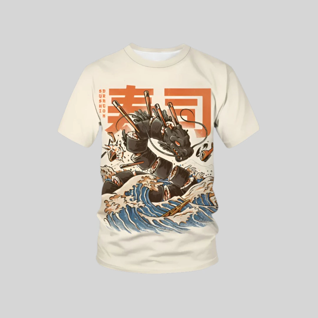 T-shirt Japonais Dragon Stylé coton