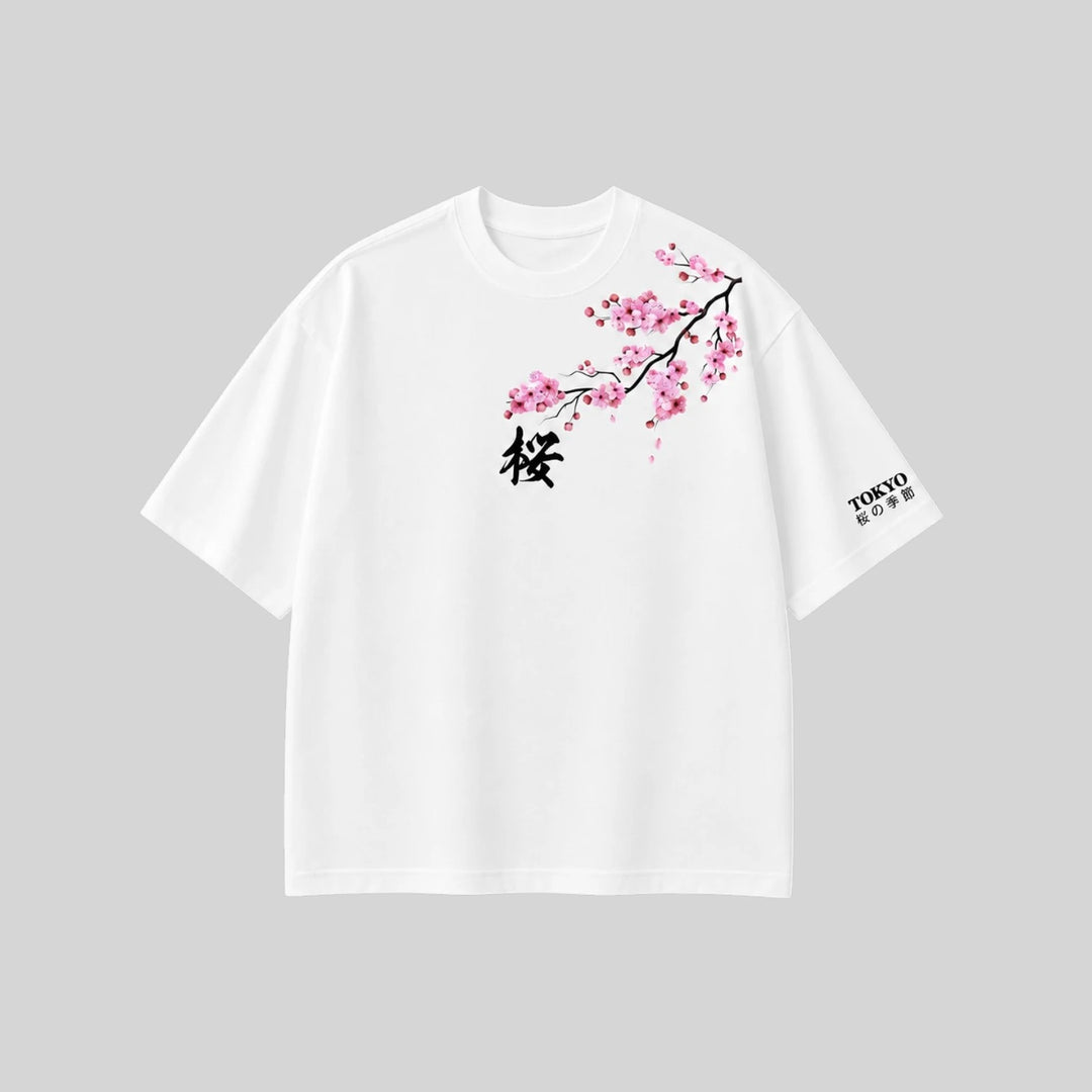 T-shirt Japonais Elégant Sakura en coton