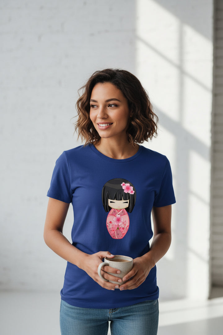T-shirt Japonais Geisha Bleu