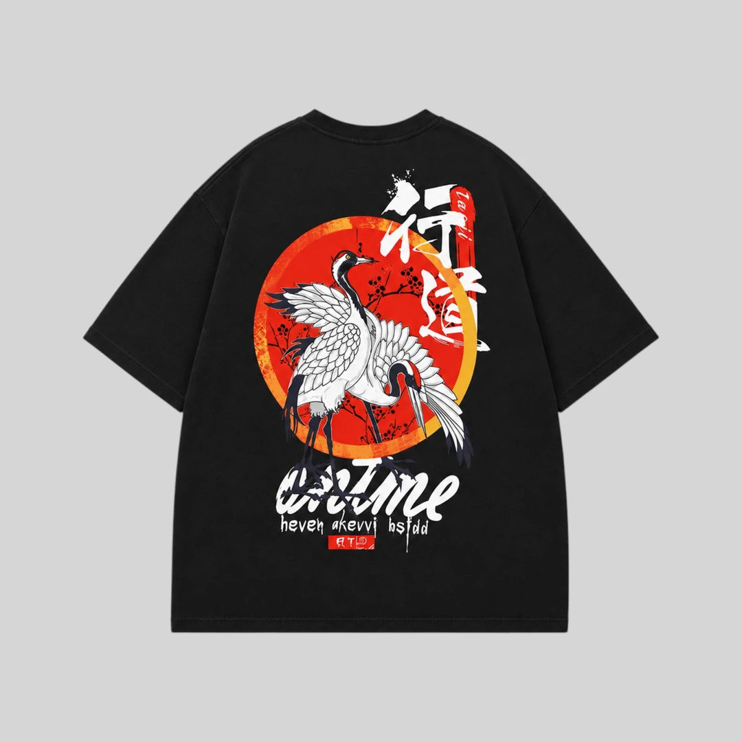 T-shirt Japonais Hip Hop Grue mixte