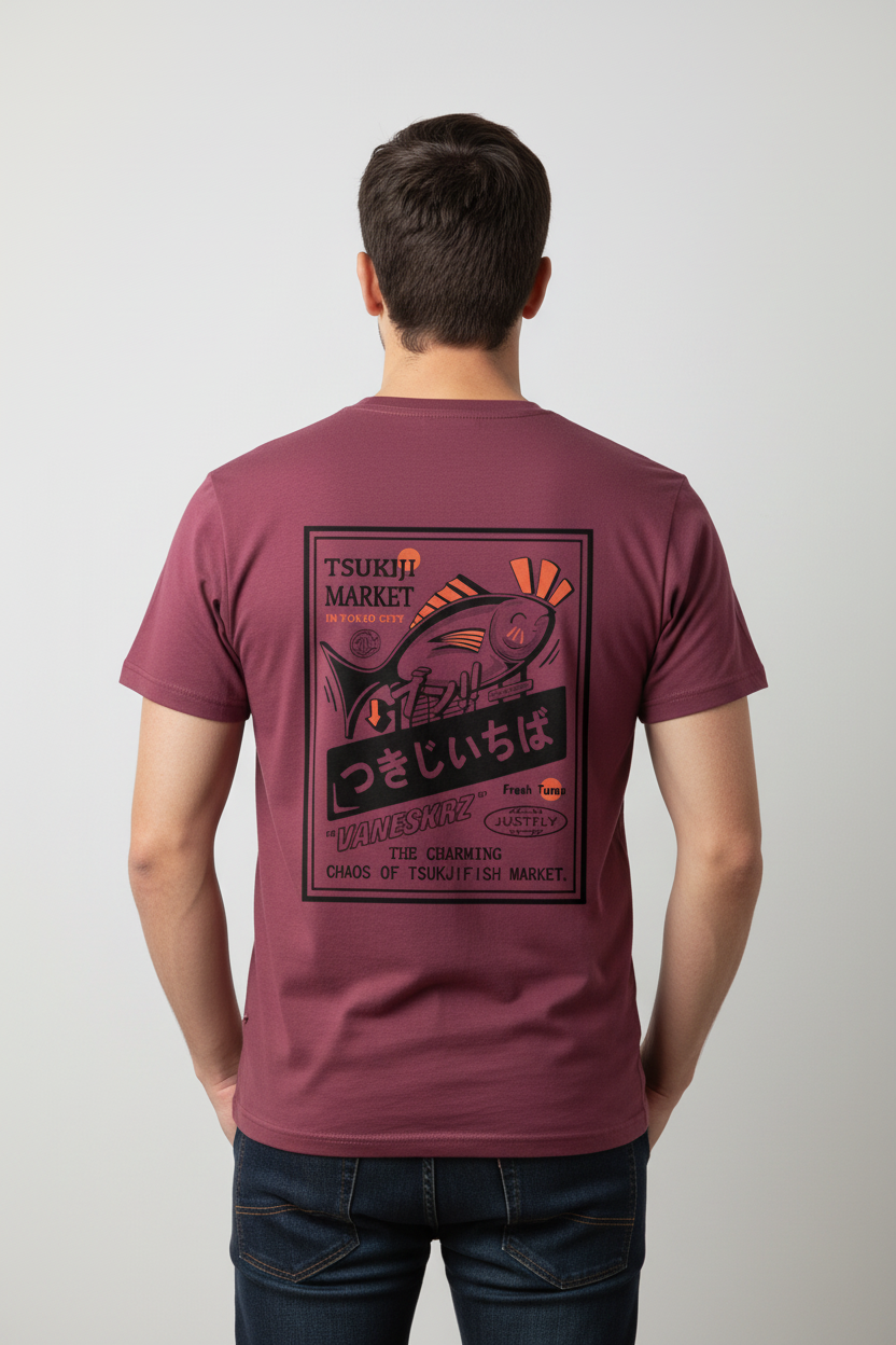 T-shirt Japonais Hip Hop Poisson Rouge