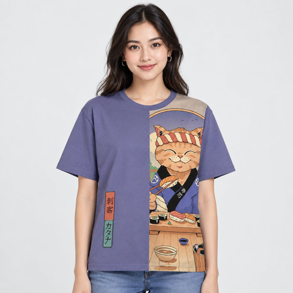 T-shirt Japonais Imprimé Chat femme