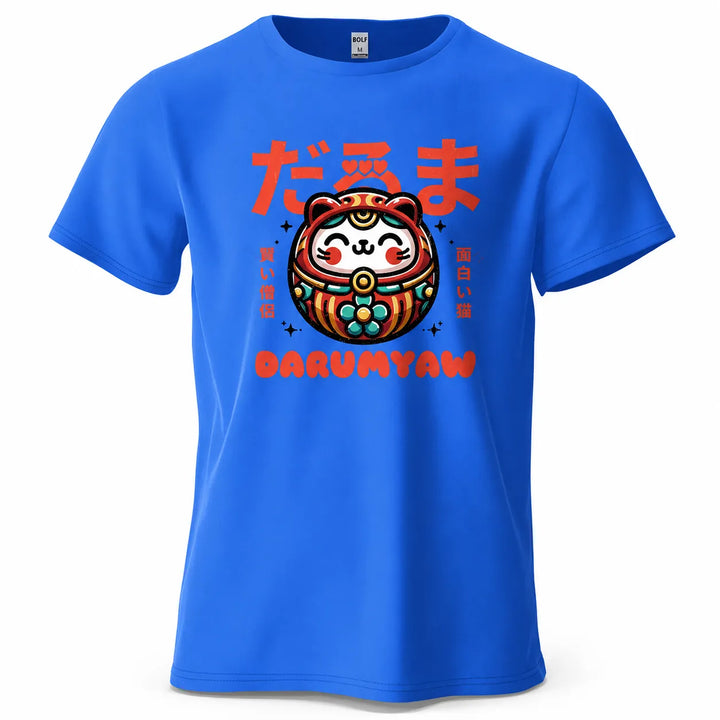 T-shirt Japonais Imprimé Daruma Bleu
