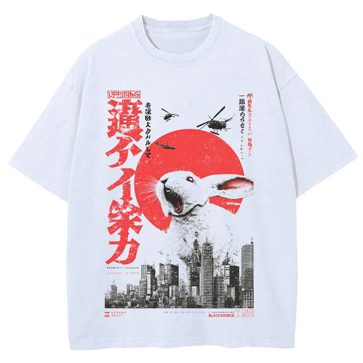 T-shirt Japonais Lapin Streetwear Blanc