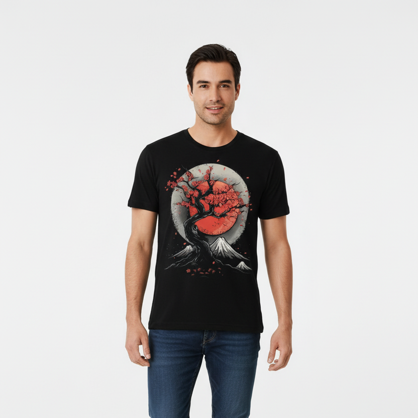 T-shirt Japonais Motif Nocturne fluide