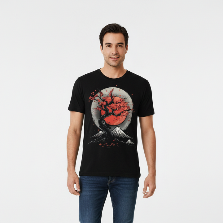 T-shirt Japonais Motif Nocturne fluide