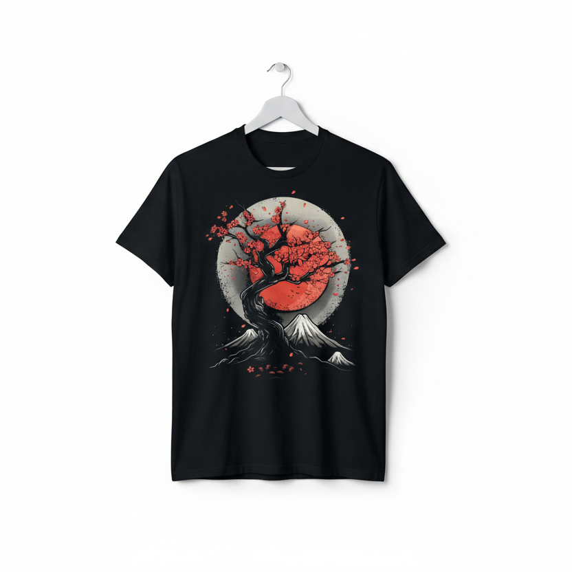 T-shirt Japonais Motif Nocturne léger