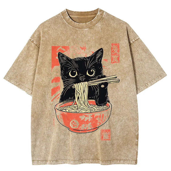 T-shirt Japonais Nouilles Ramen Marron