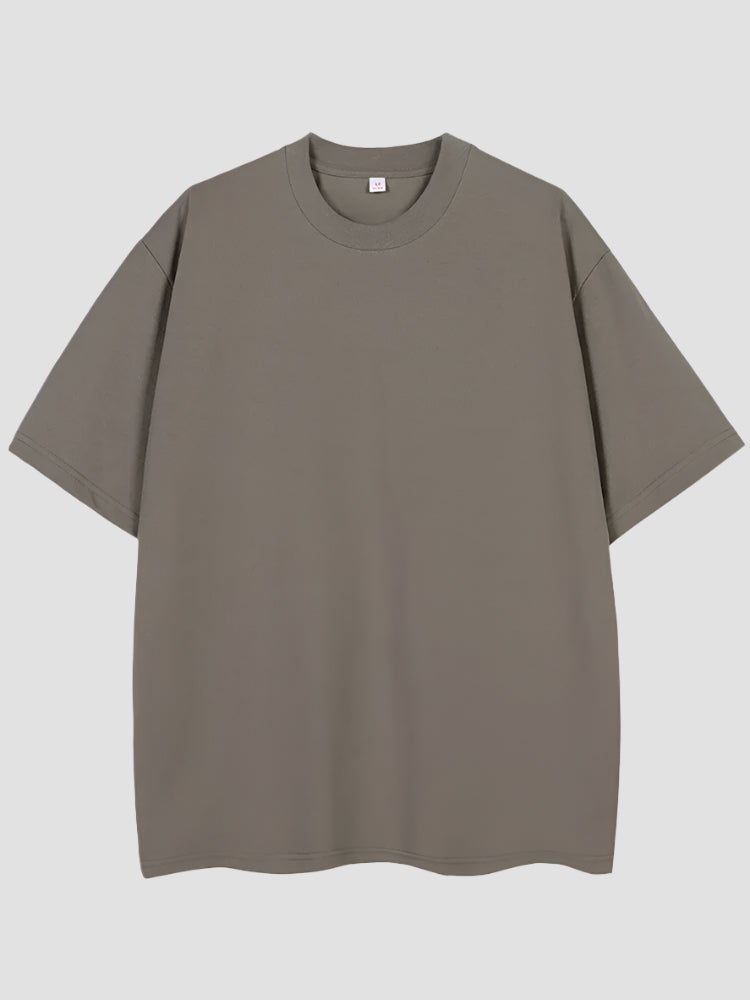 T-shirt Japonais Oversize Coton Uni Marron