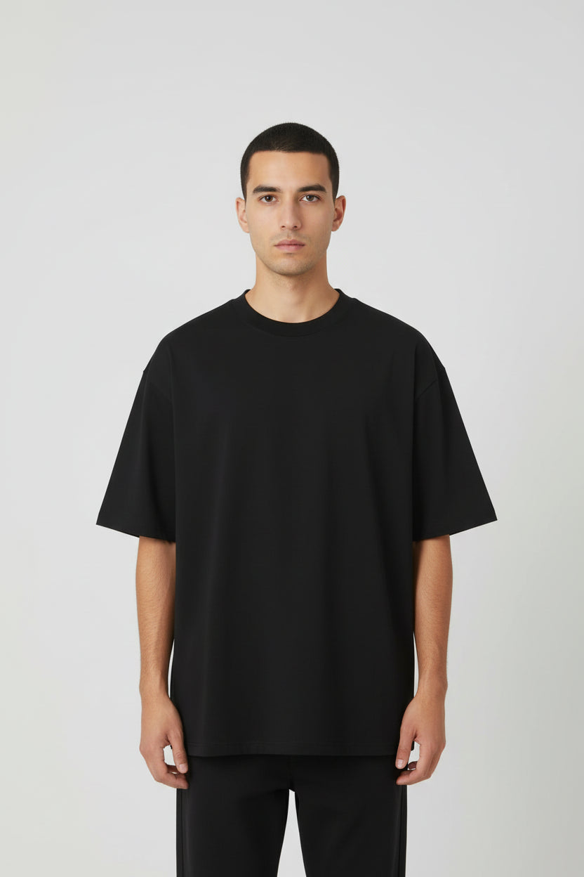 T-shirt Japonais Oversize Coton Uni Noir