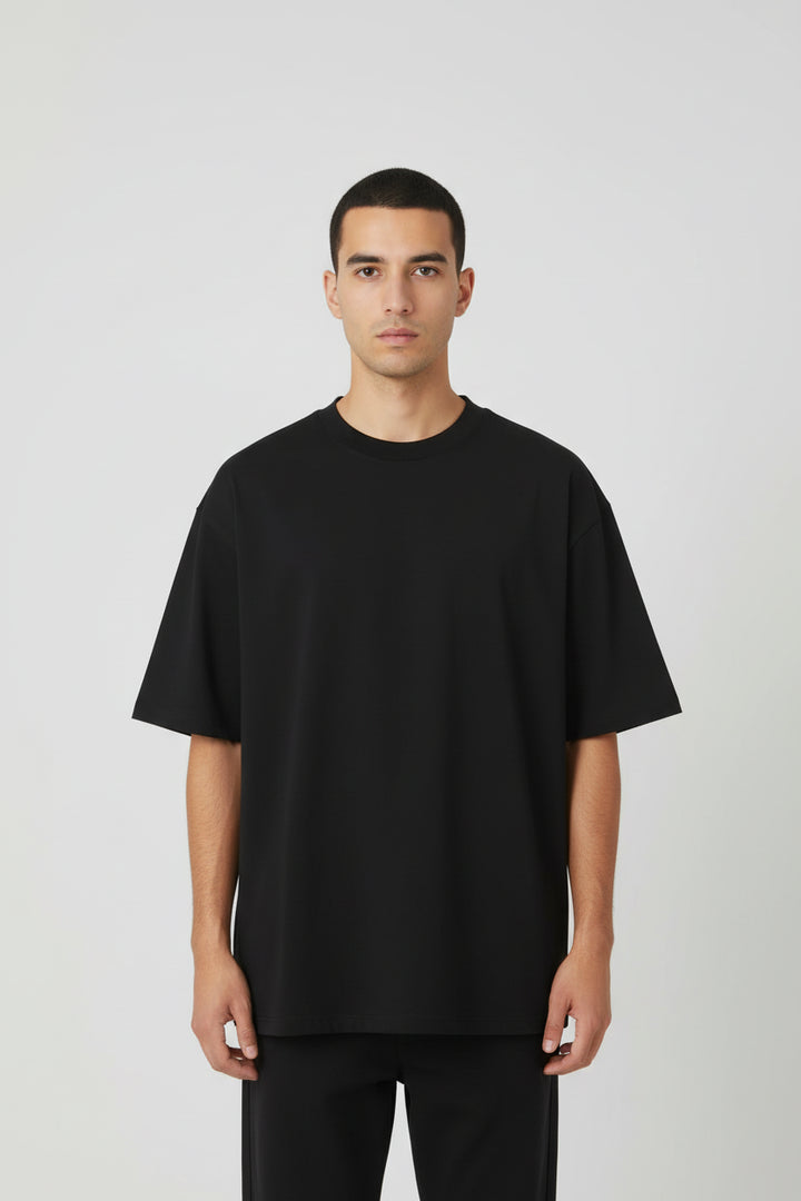 T-shirt Japonais Oversize Coton Uni Noir
