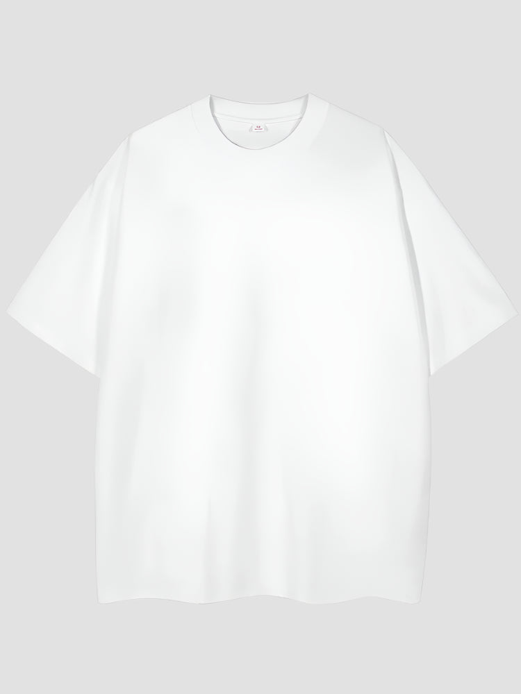 T-shirt Japonais Oversize Coton Uni Blanc