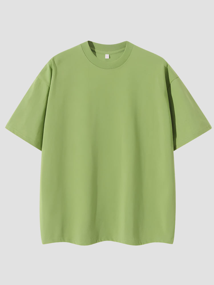 T-shirt Japonais Oversize Coton Uni Vert
