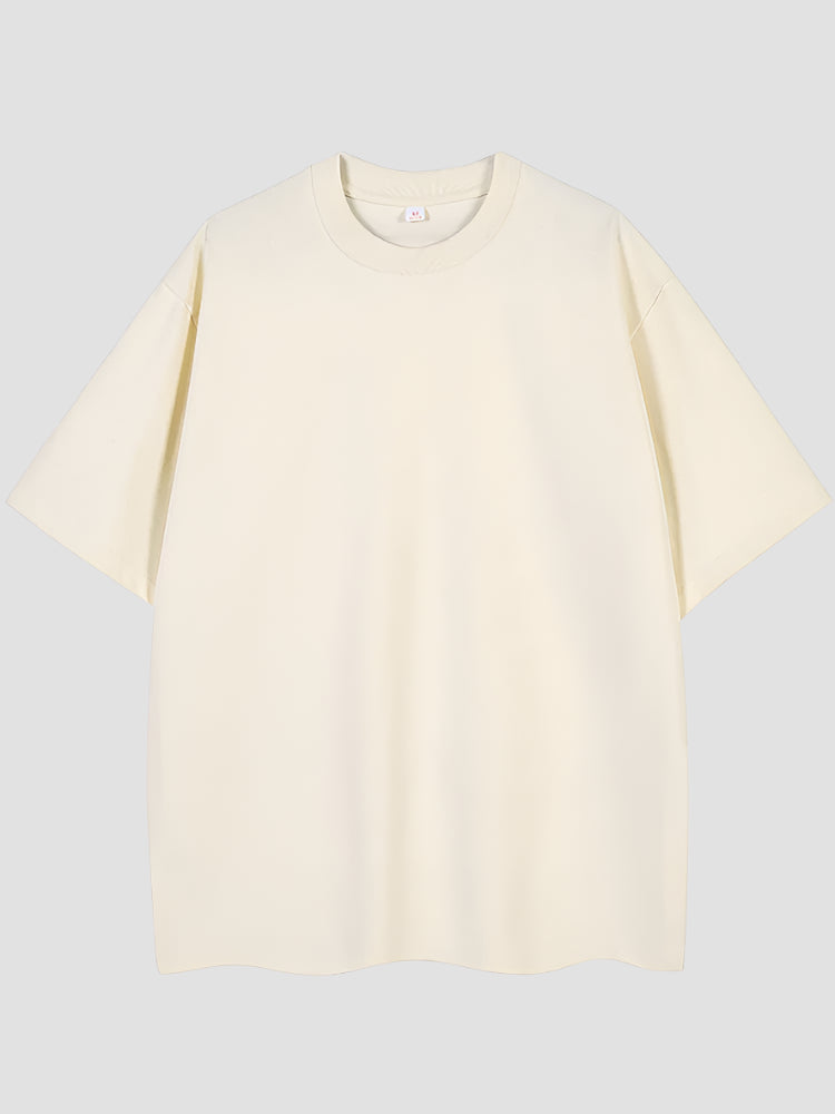 T-shirt Japonais Oversize Coton Uni Beige