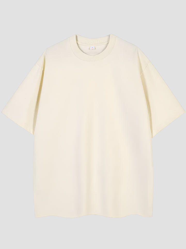 T-shirt Japonais Oversize Coton Uni Beige