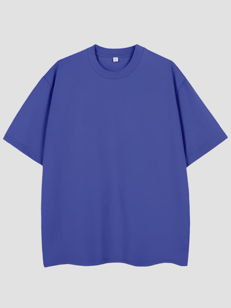 T-shirt Japonais Oversize Coton Uni Bleu