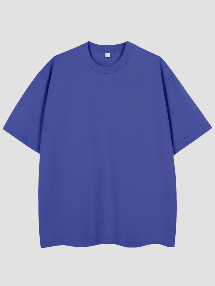 T-shirt Japonais Oversize Coton Uni Bleu