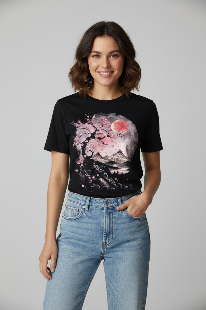 T-shirt Japonais Pleine Lune stylé