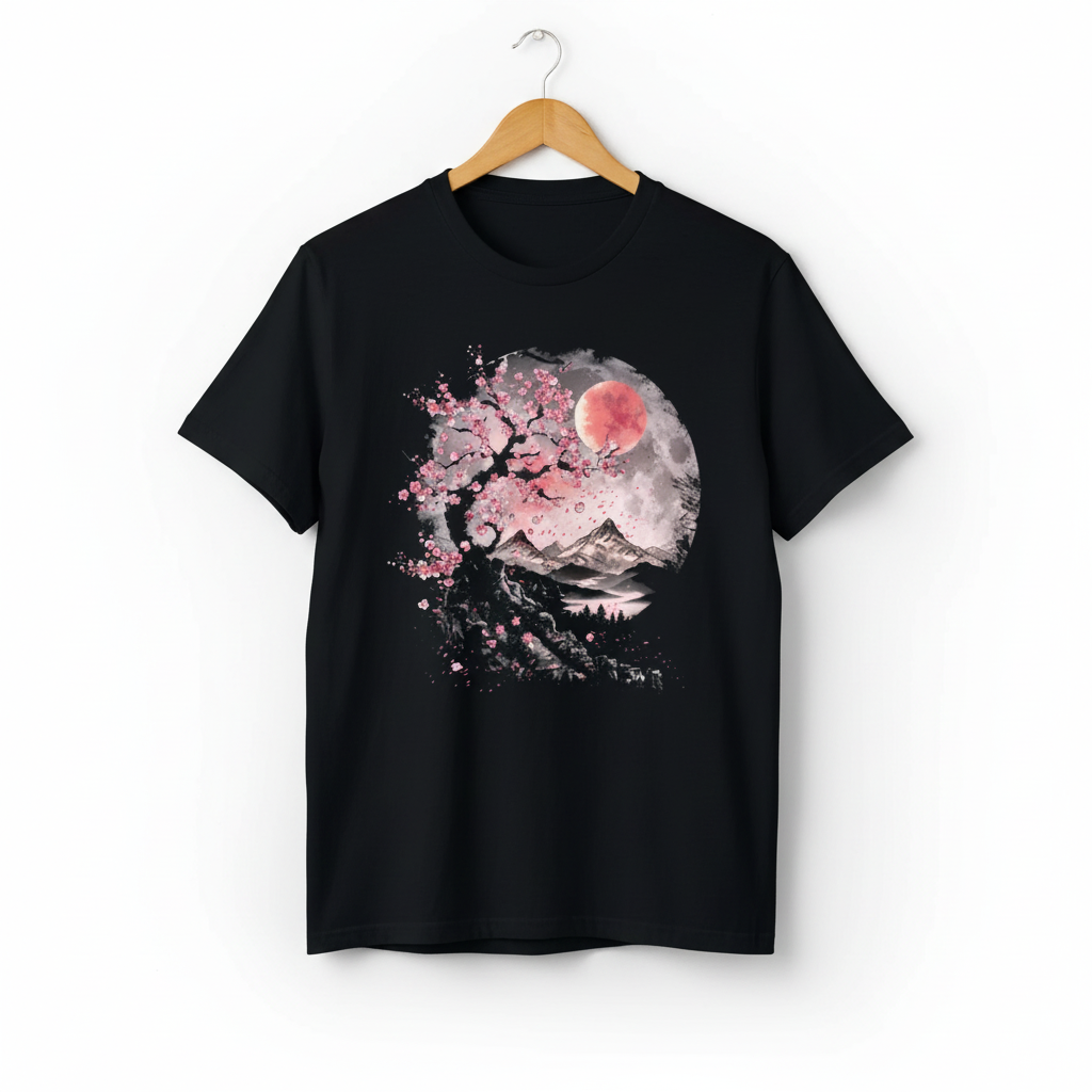 T-shirt Japonais Pleine Lune tendance