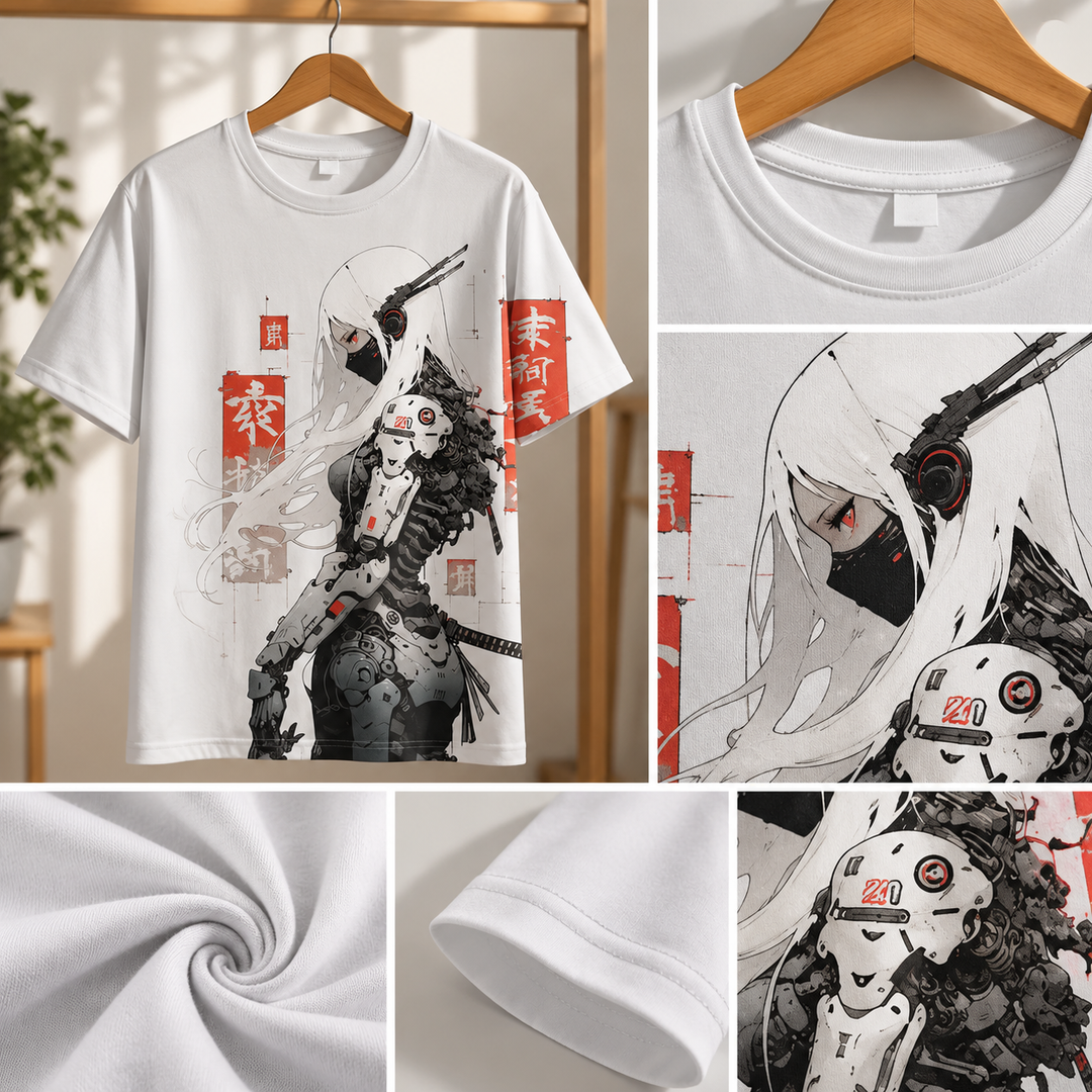 T-shirt Japonais Streetwear Futuriste fluide