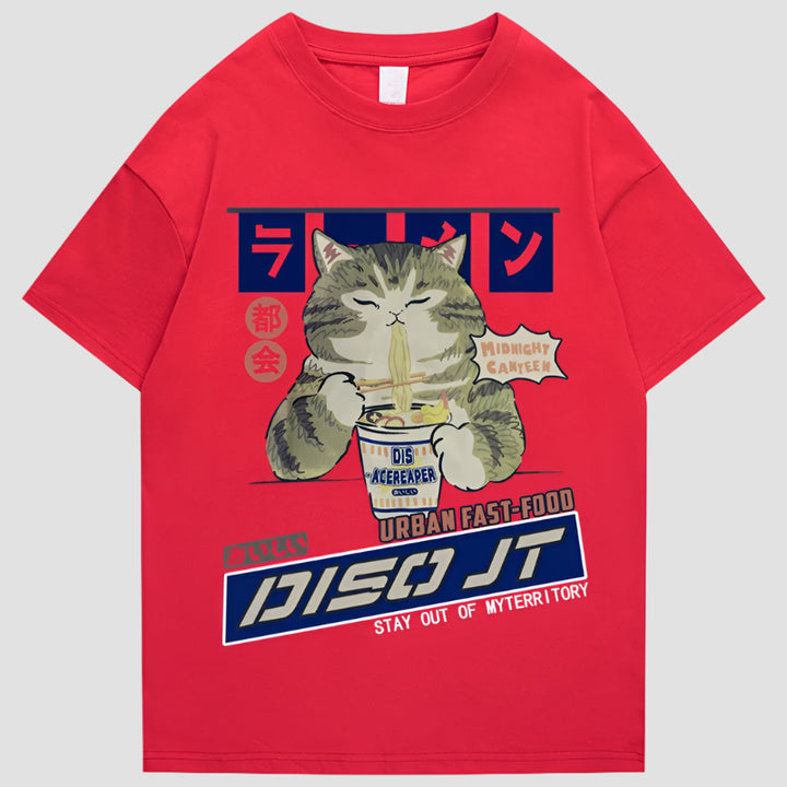 T-shirt Japonais Streetwear en Coton Rouge
