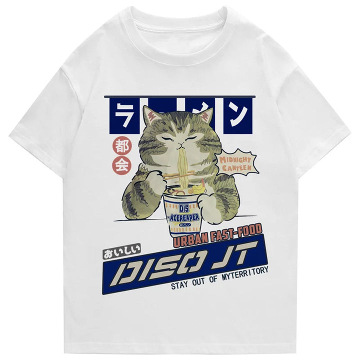T-shirt Japonais Streetwear en Coton Blanc
