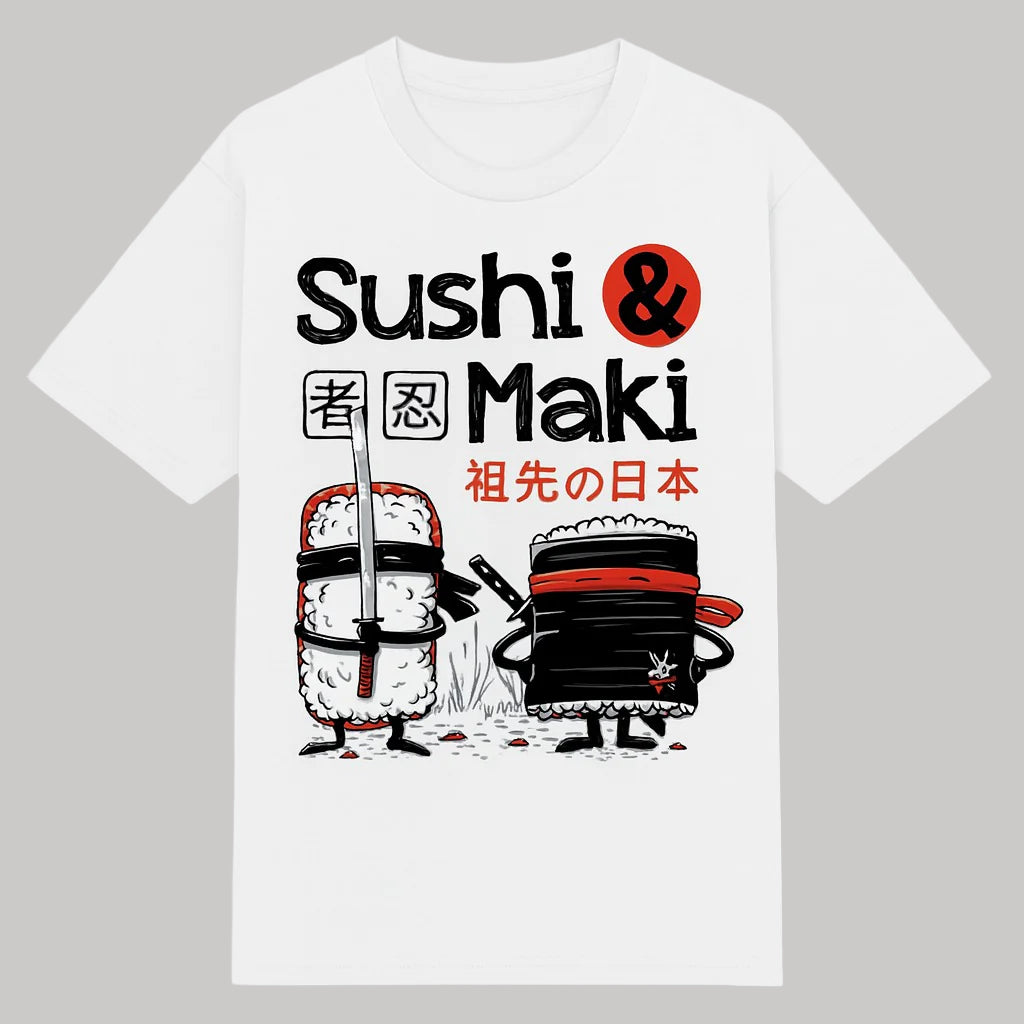 T-shirt Japonais Sushi & Maki Blanc