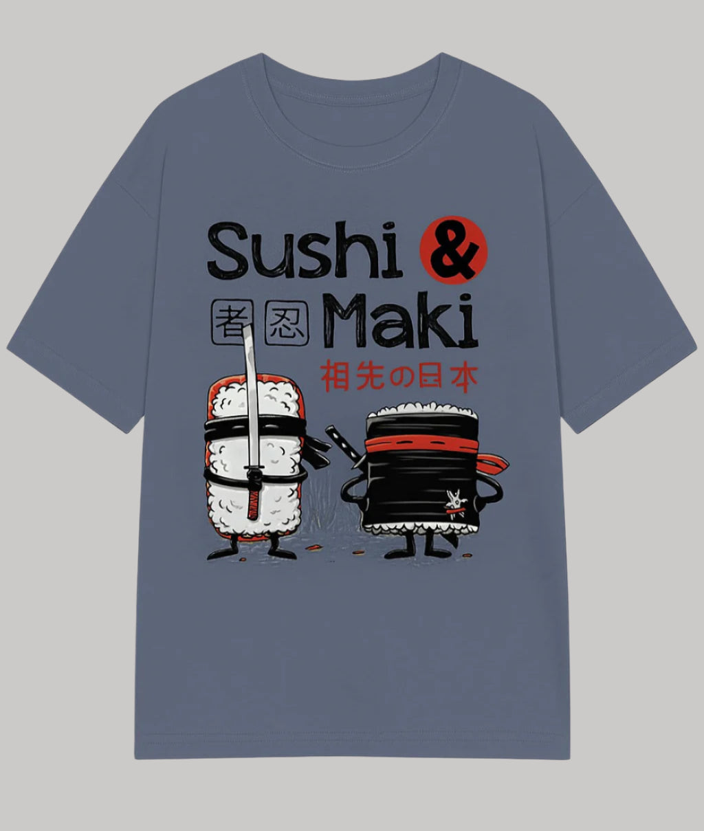 T-shirt Japonais Sushi & Maki Bleu Marine