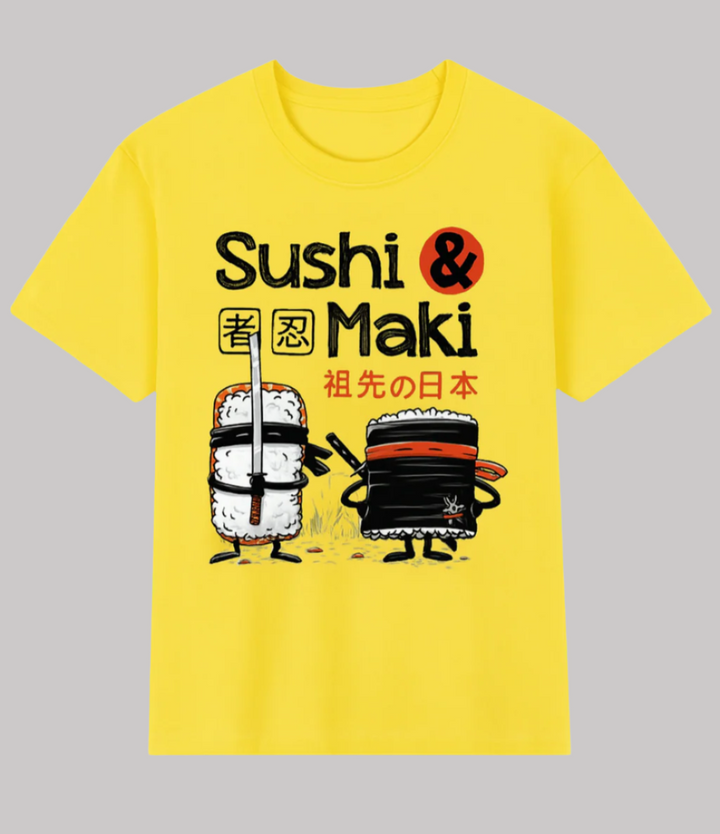 T-shirt Japonais Sushi & Maki Jaune