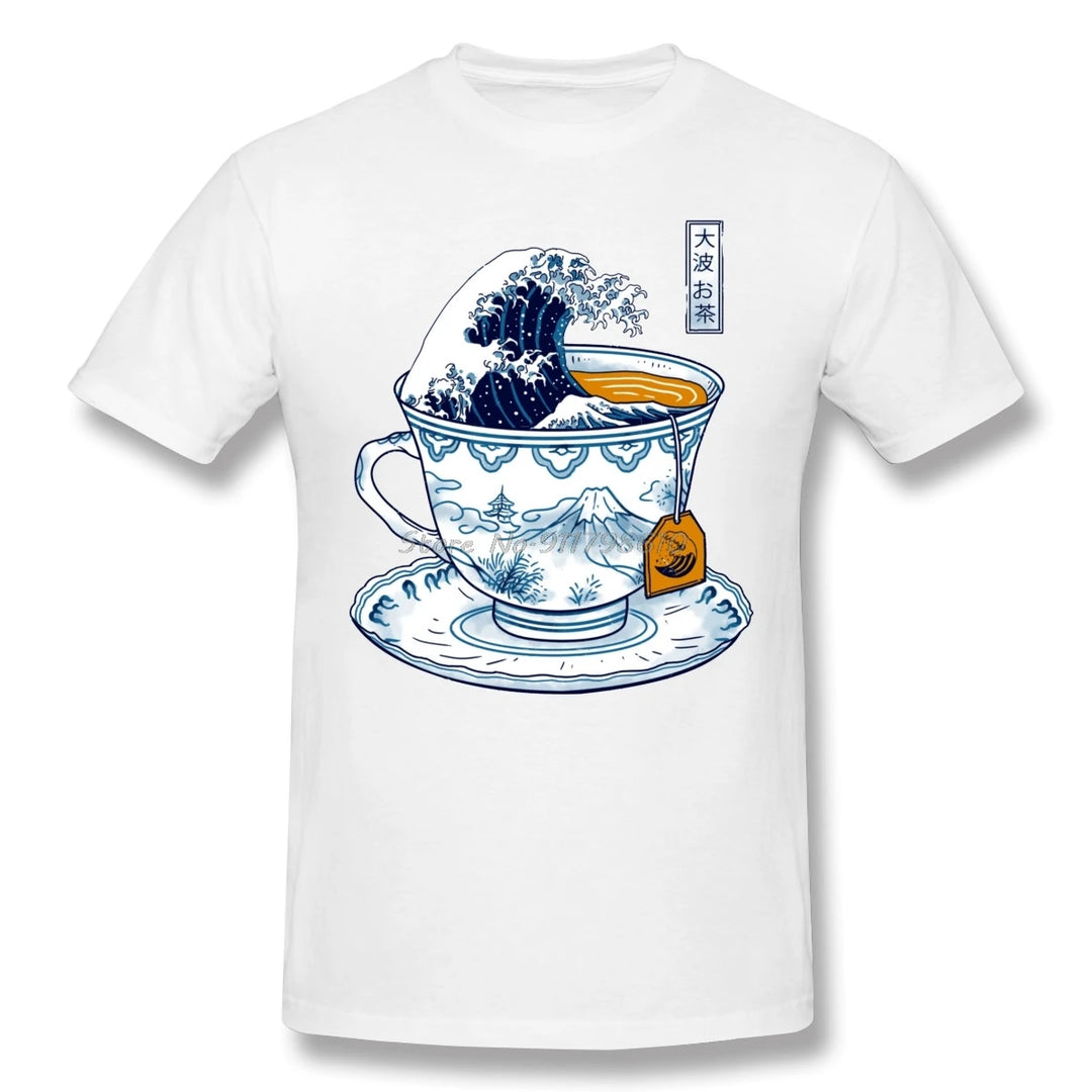 T-shirt Japonais Tasse Kanagawa Blanc