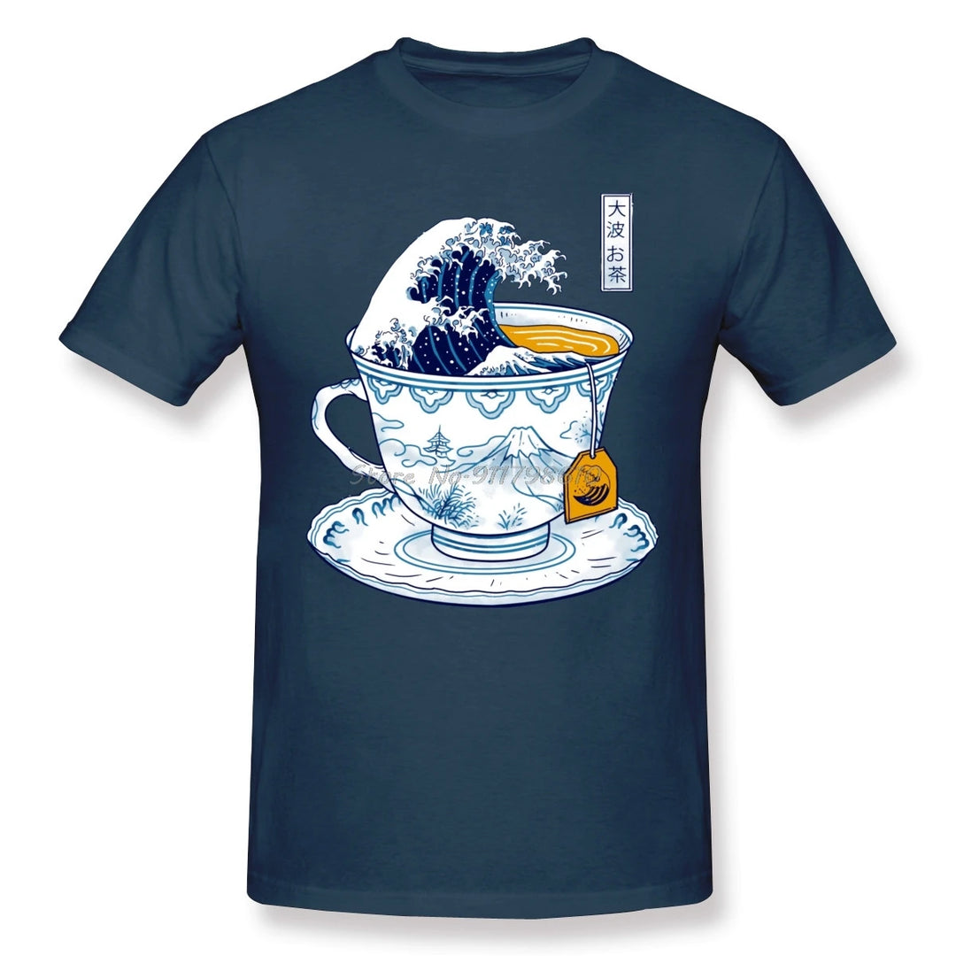 T-shirt Japonais Tasse Kanagawa Bleu