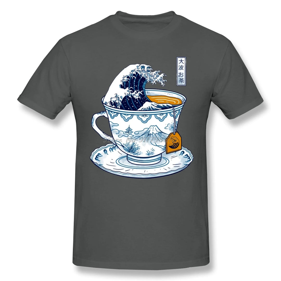 T-shirt Japonais Tasse Kanagawa Gris