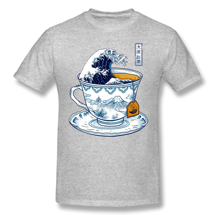 T-shirt Japonais Tasse Kanagawa Gris Clair