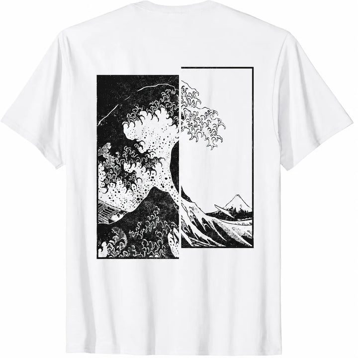 T-shirt Japonais Vague Stylé Blanc