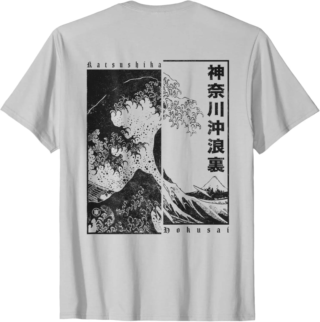 T-shirt Japonais Vague Stylé Gris