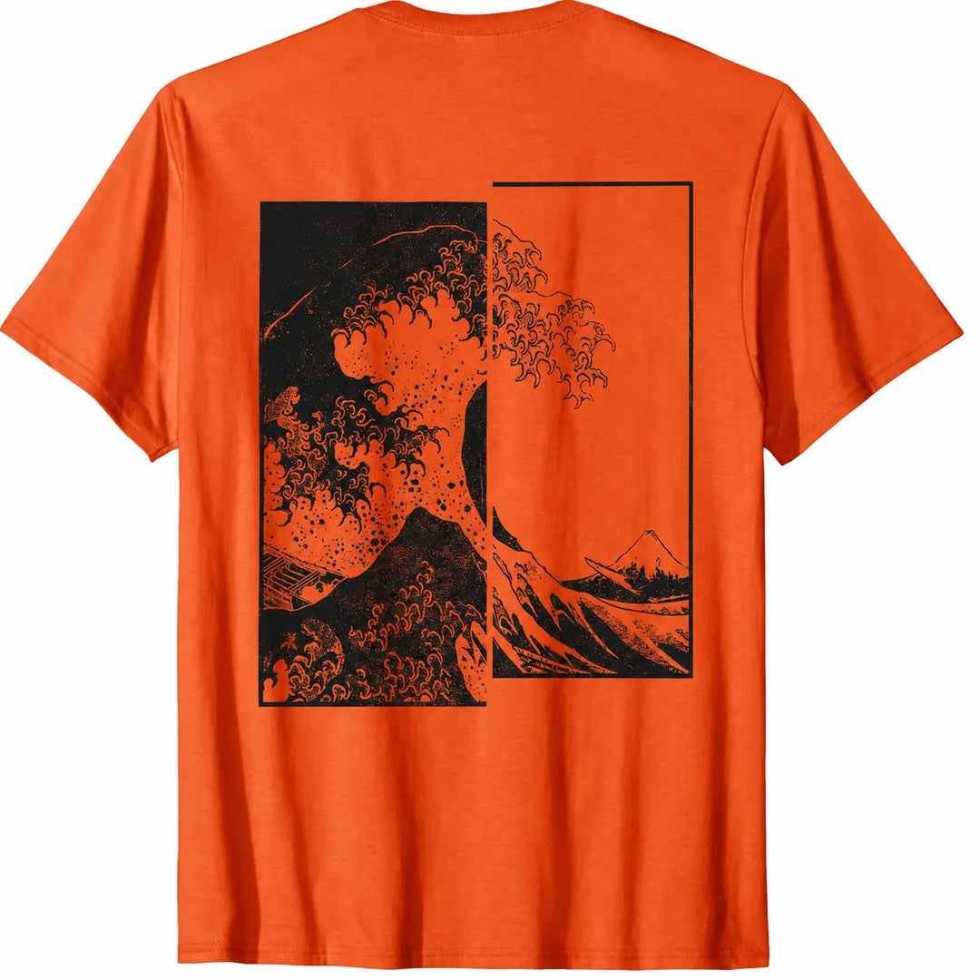 T-shirt Japonais Vague Stylé Orange