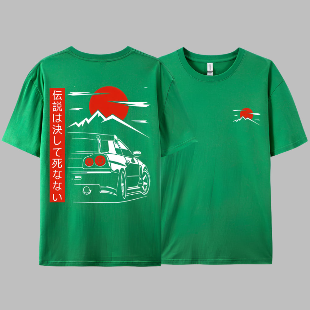 T-shirt Japonais Voiture Vert Foncé