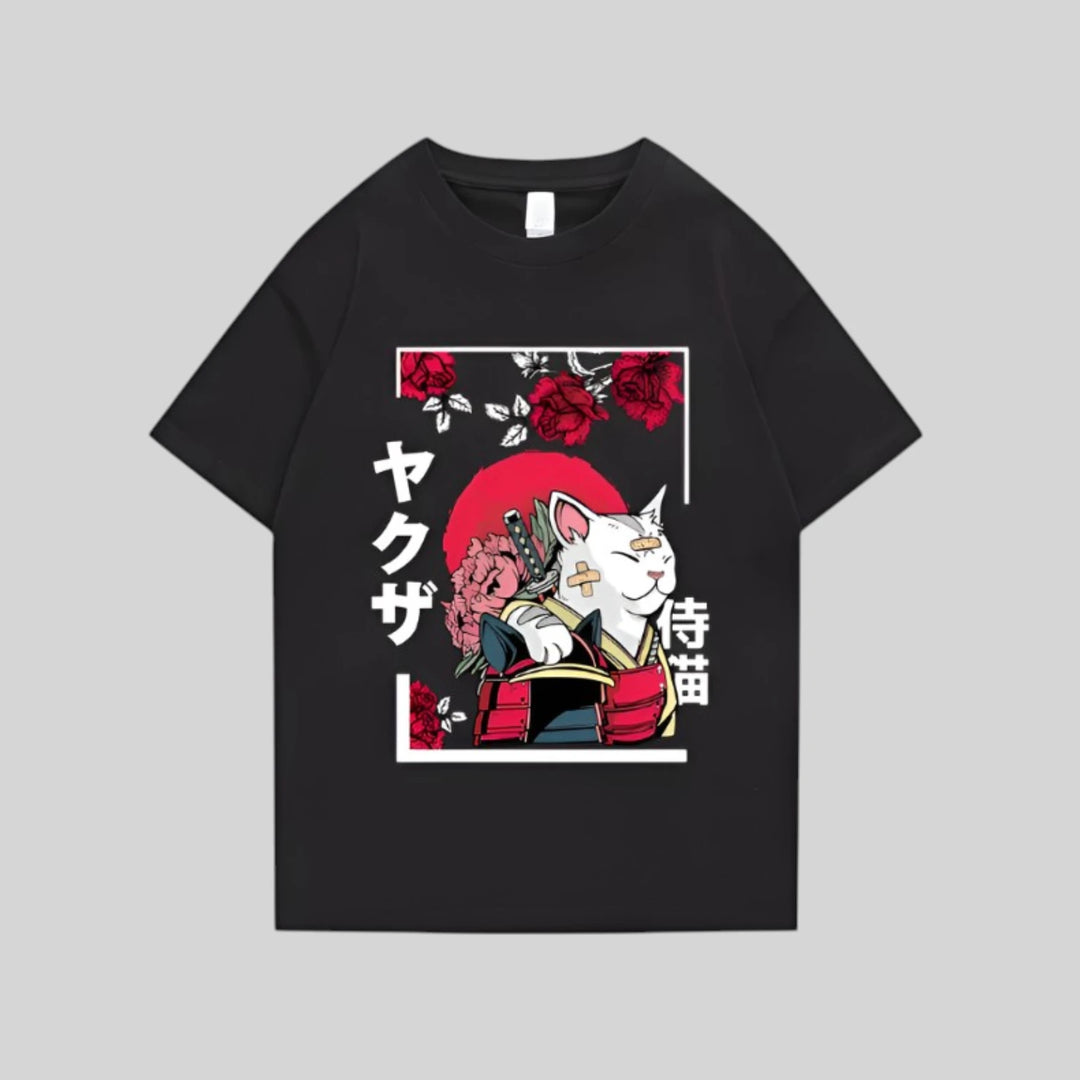 T-shirt Japonais en Coton Chat Design unique