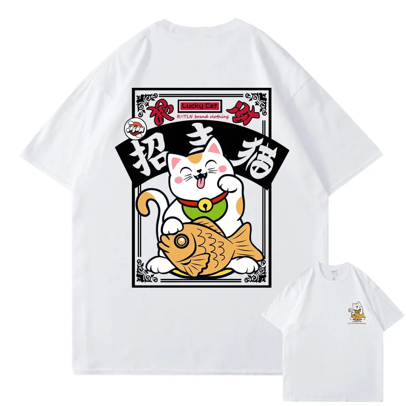 T-shirt Maneki Neko Japonais Blanc
