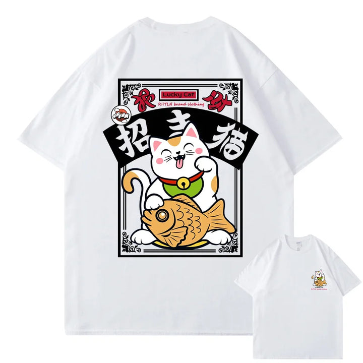 T-shirt Maneki Neko Japonais Blanc