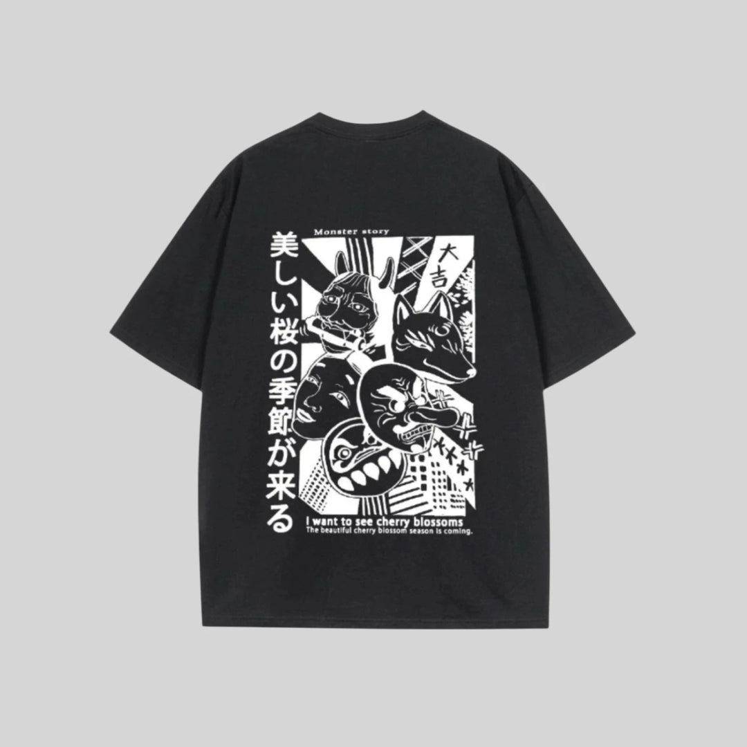 T-shirt Oversize à Illustration Japonaise qualité