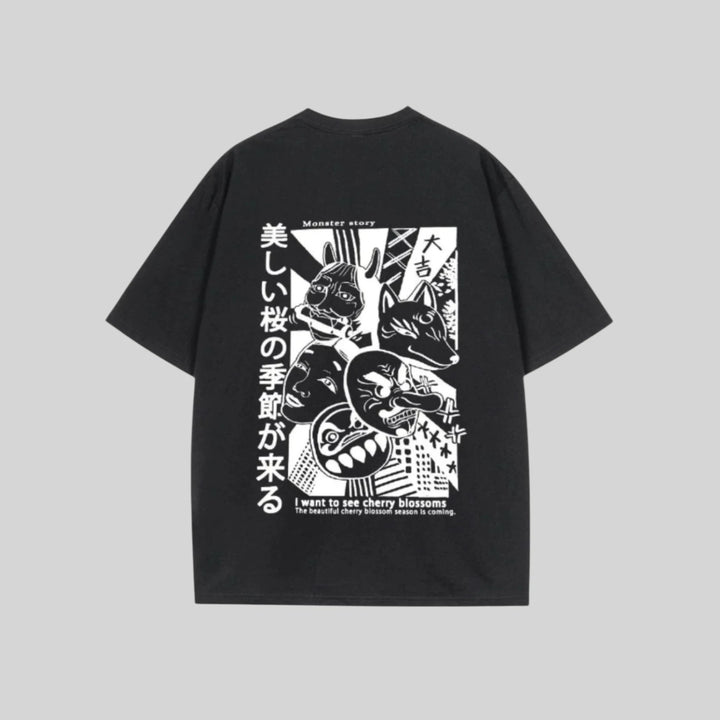 T-shirt Oversize à Illustration Japonaise qualité