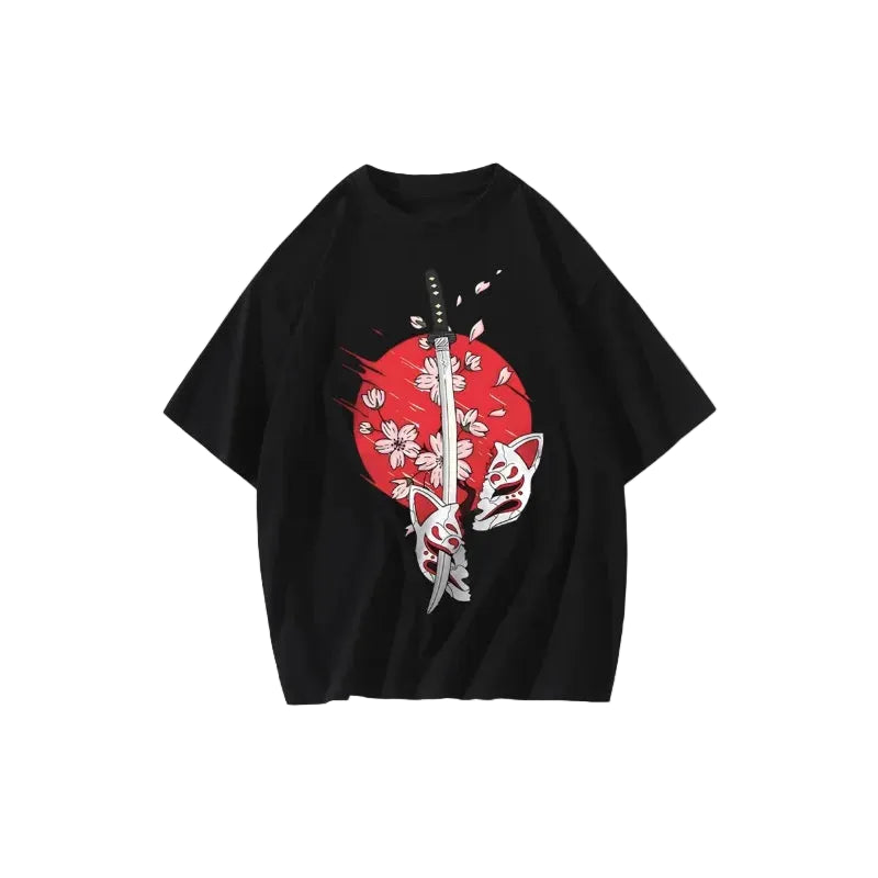 T-shirt Style Japonais Samourai fluide