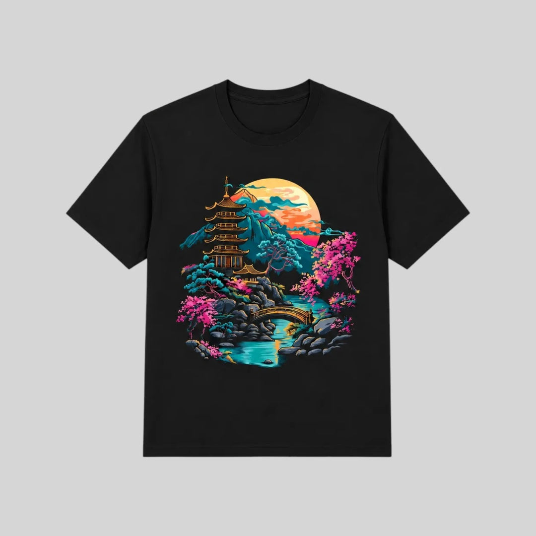 T-shirt Temple Japonais Coloré homme