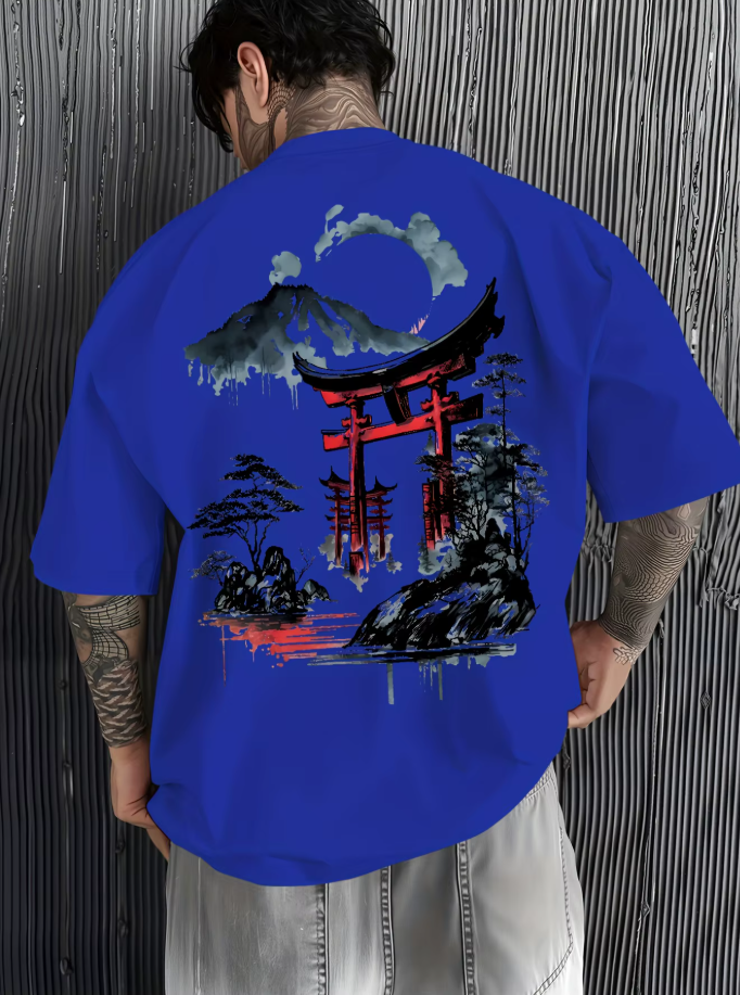 T-shirt Torii Japonais bleu