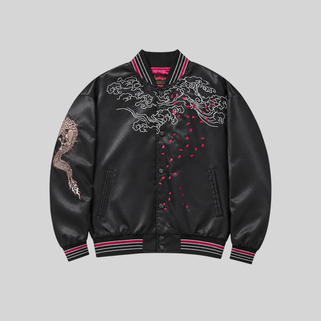 Veste Bomber Sukajan Brodé Noir